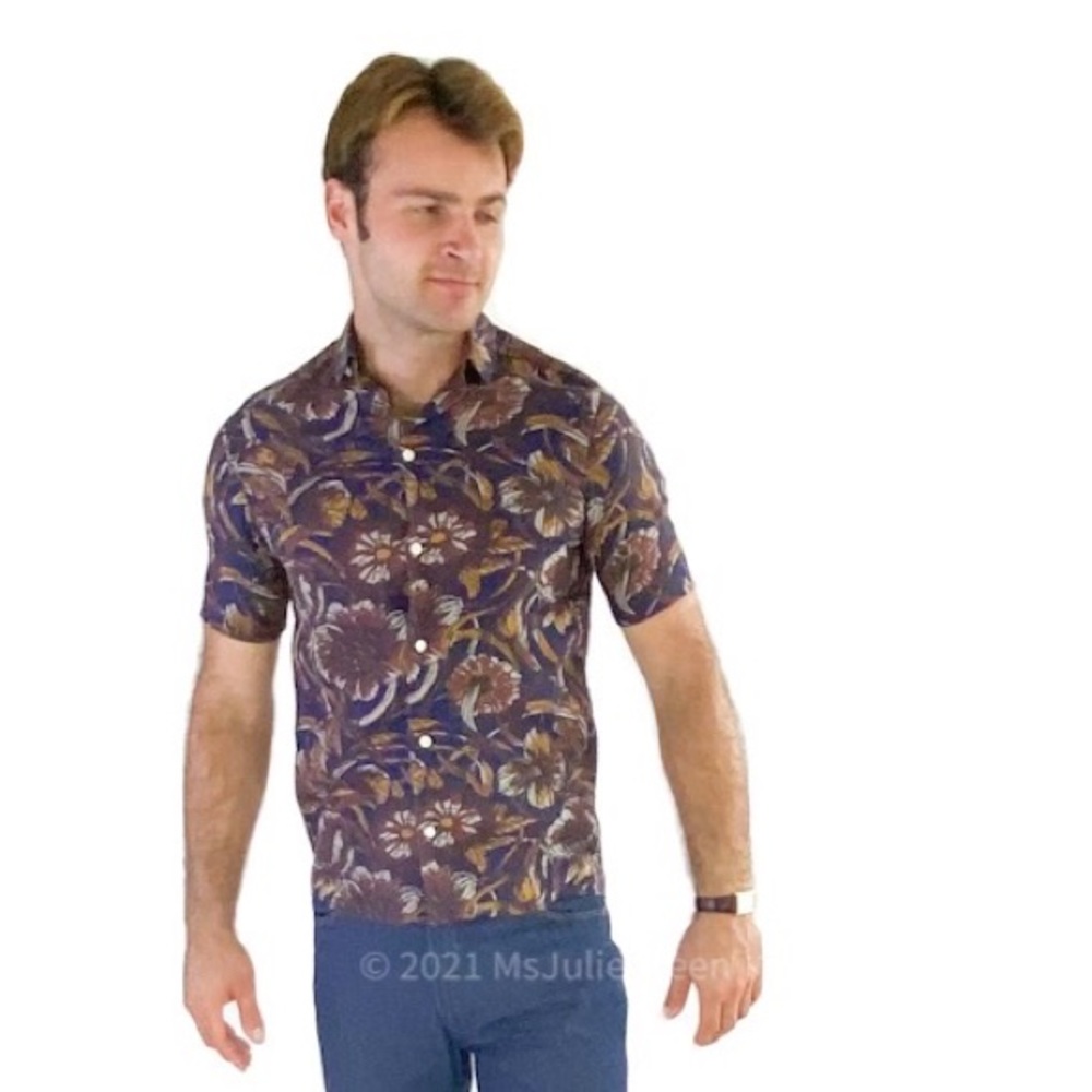 NWT Linen Murano Navy with Floral Pattern